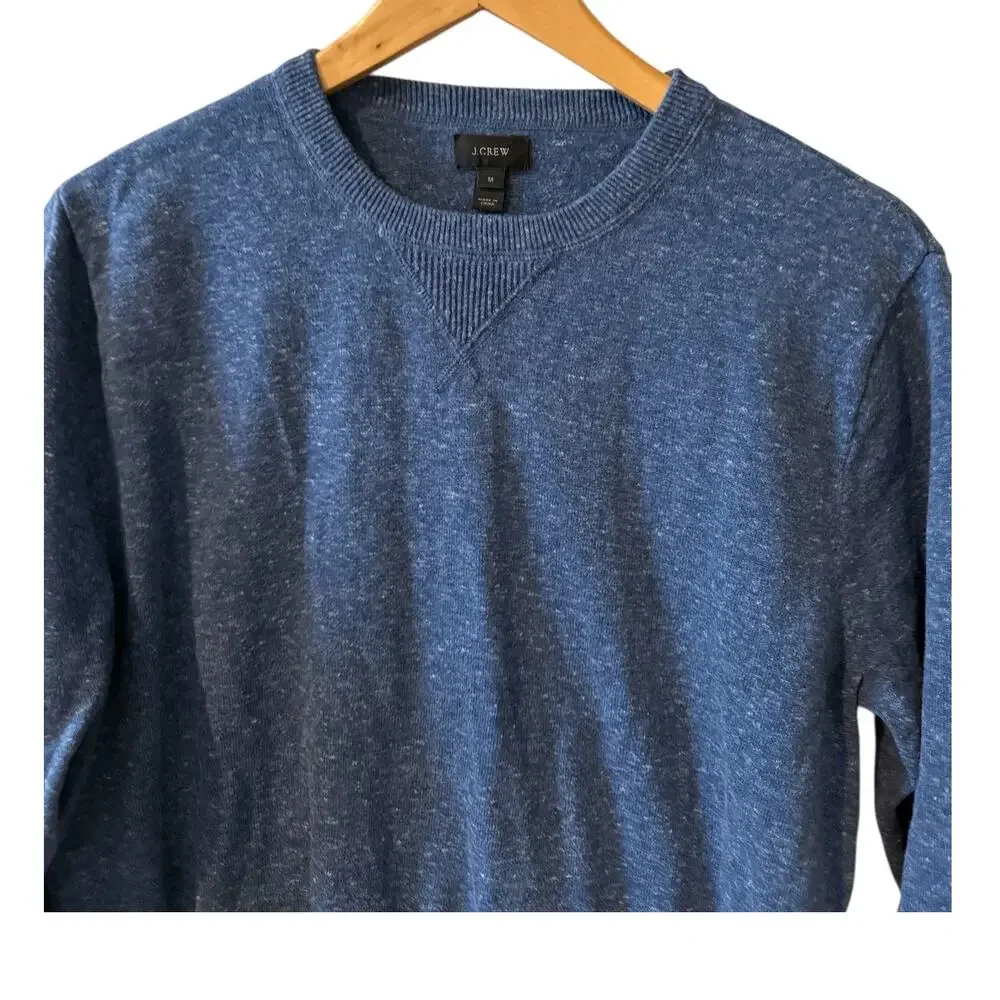 J Crew Lightweight Heathered Blue Cotton Crewneck Sweater M